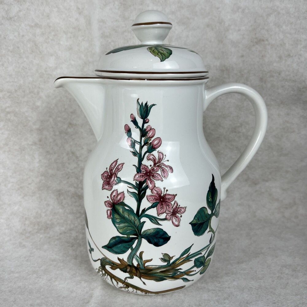 VTG Villeroy & Boch Botanica Tea Pot Pitcher Floral Porcelain 9 1/2” Depuis 1748